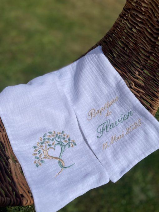 Echarpe de baptême en double gaze