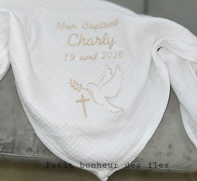 Lange de baptême croix et colombe