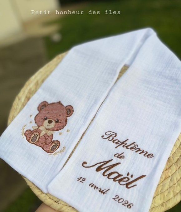 Echarpe ourson en double gaze 