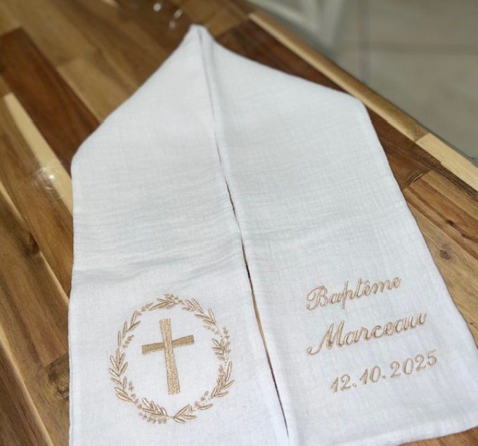 Echarpe de baptême en double gaze